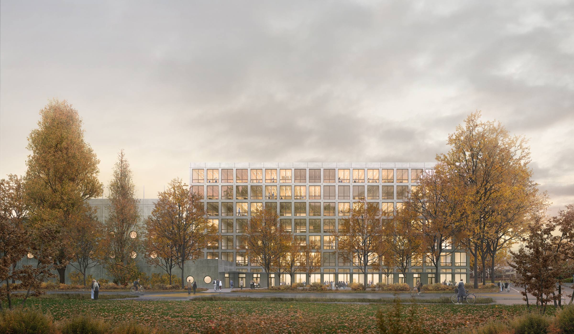 Blick vom Quartier auf die Schule