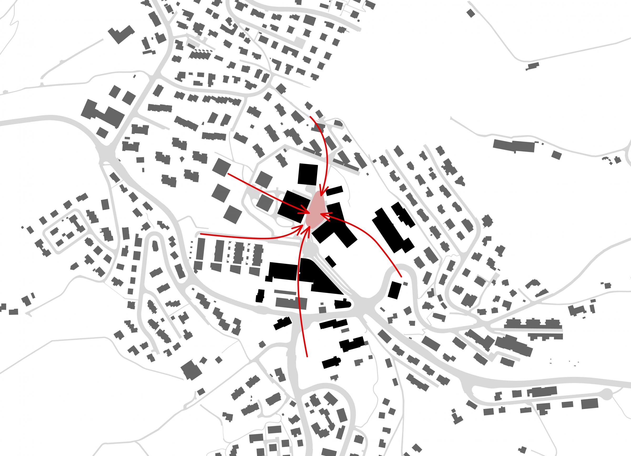 Das neue Zentrum von Adligenswil mit dem Alterszentrum, der neuen Schule und der zukünftigen Sporthalle